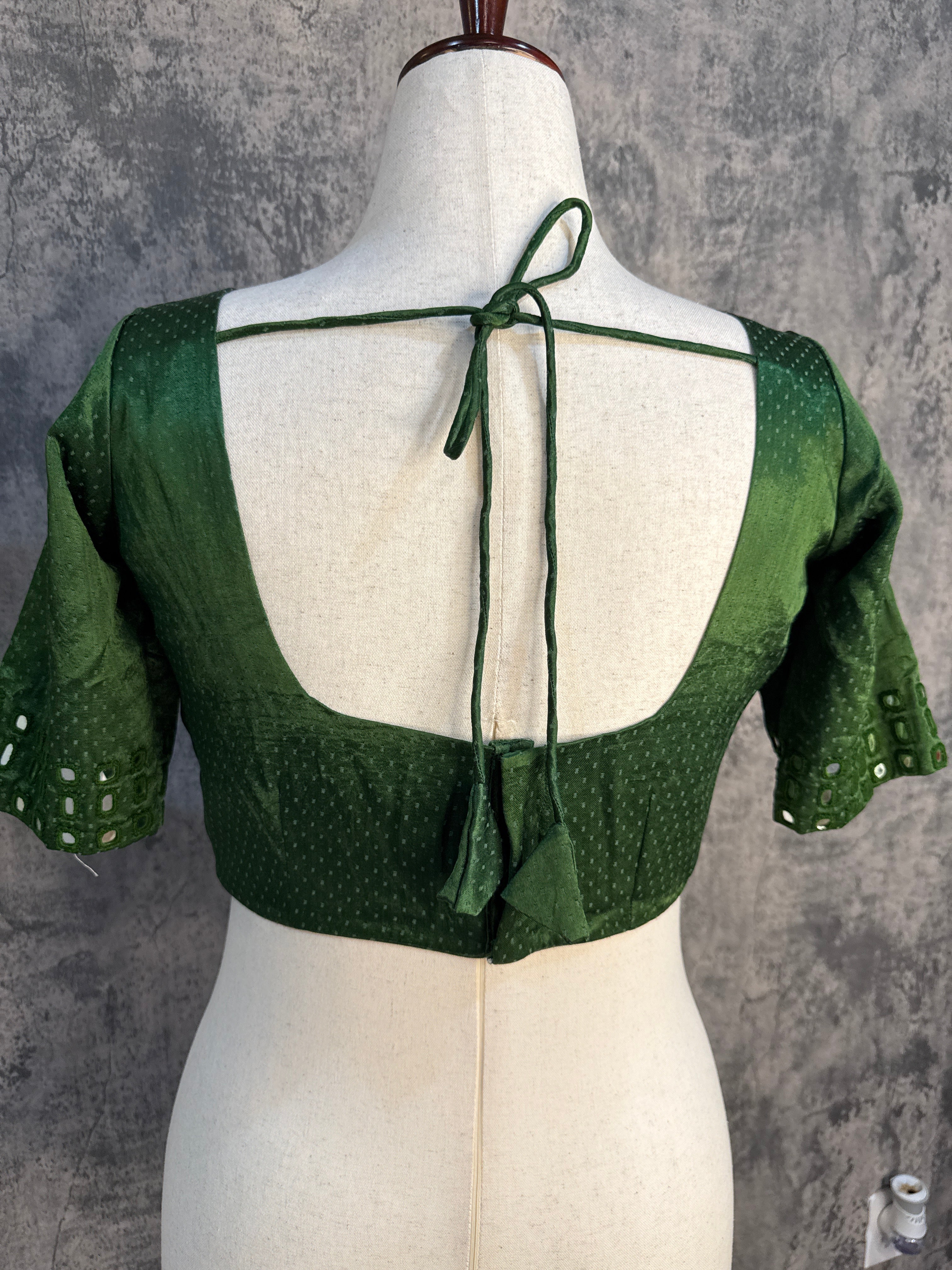 Mshru silk blouse with mirror work