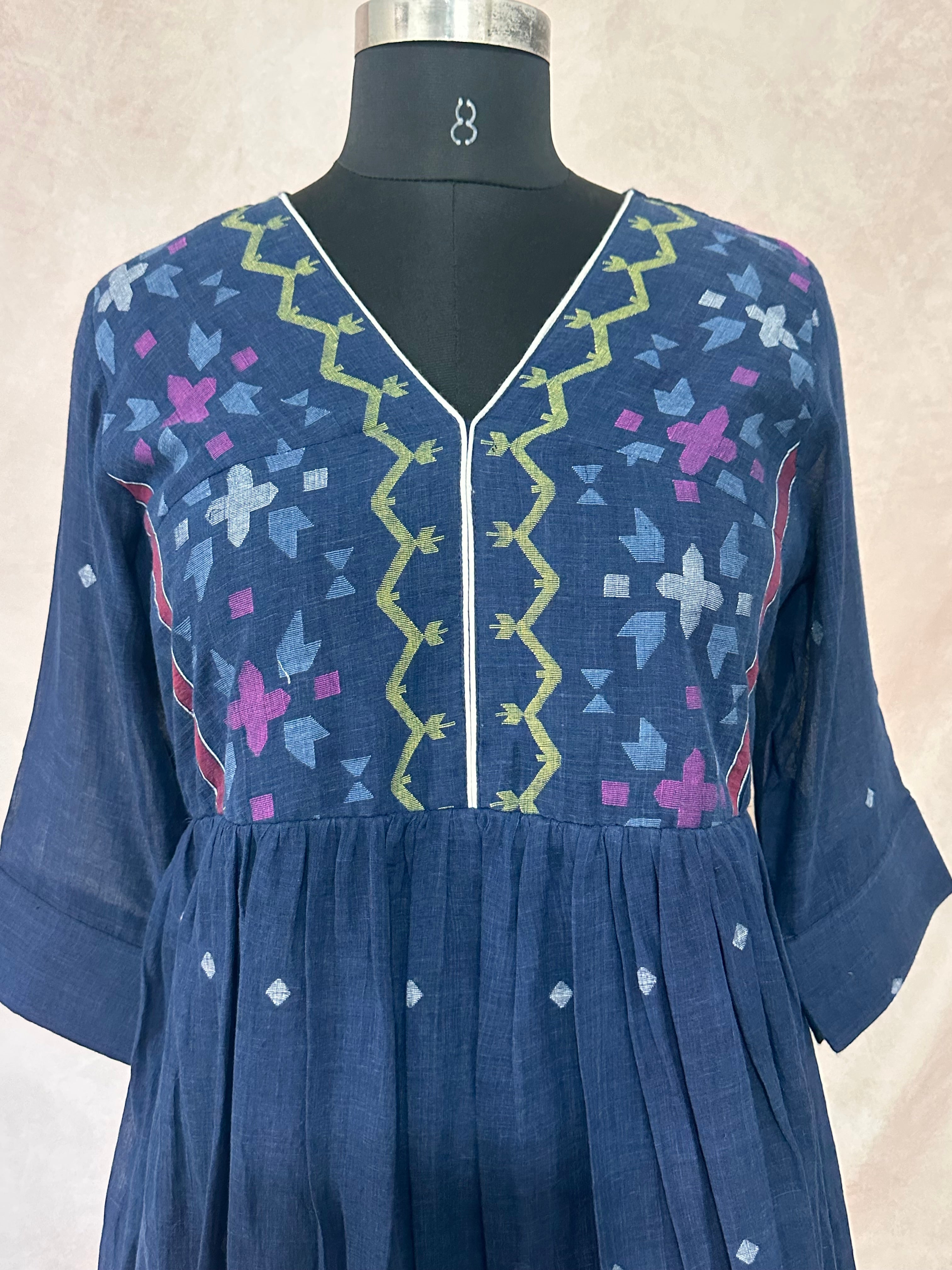 Handloom jamdani cotton dress
