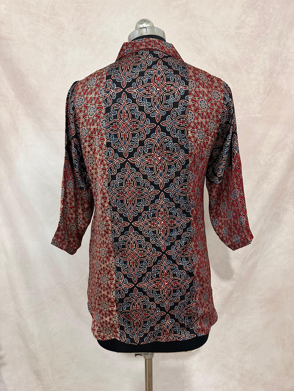 Pure Modal silk shirt with hand block print