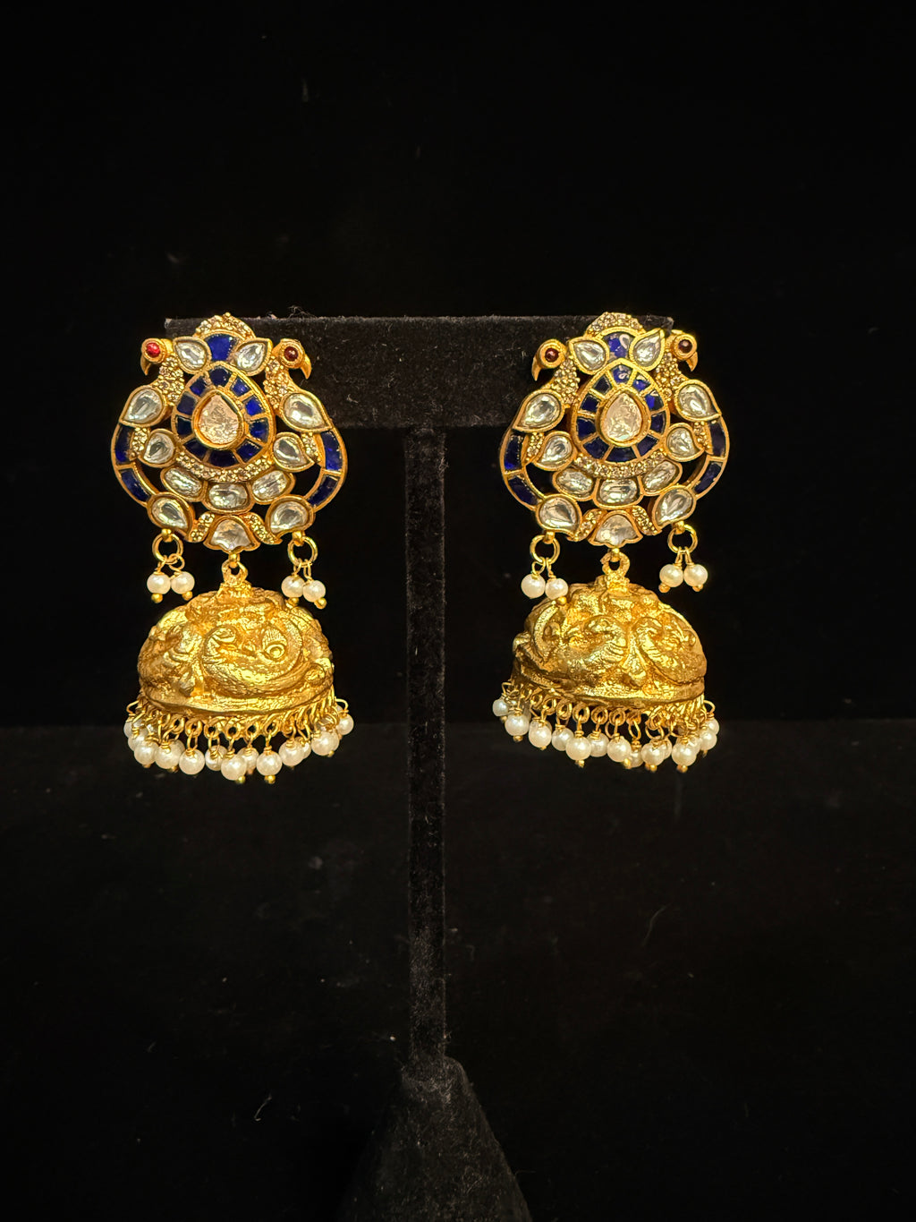 Blue jadau studs with JHumka