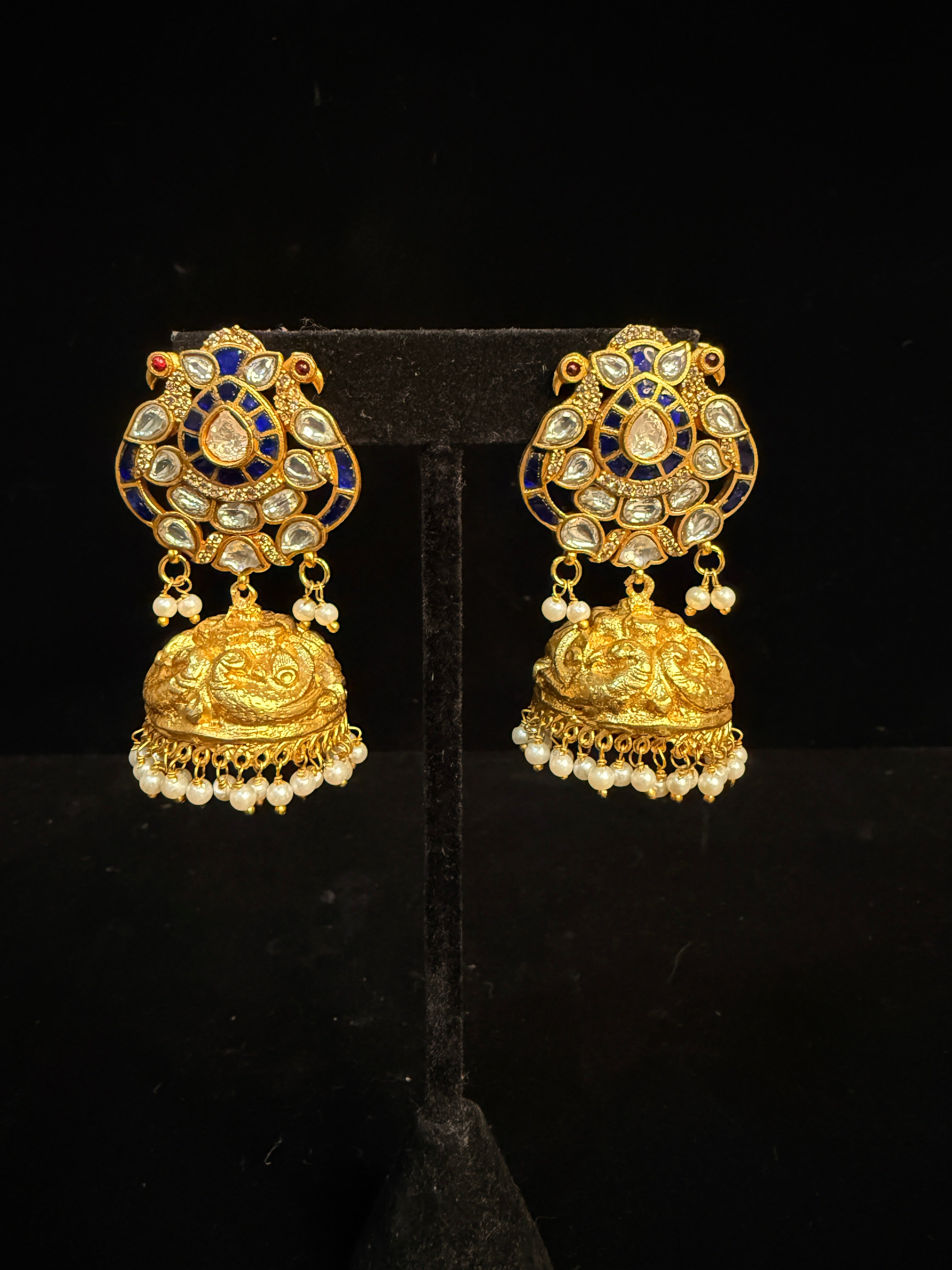 Blue jadau studs with JHumka