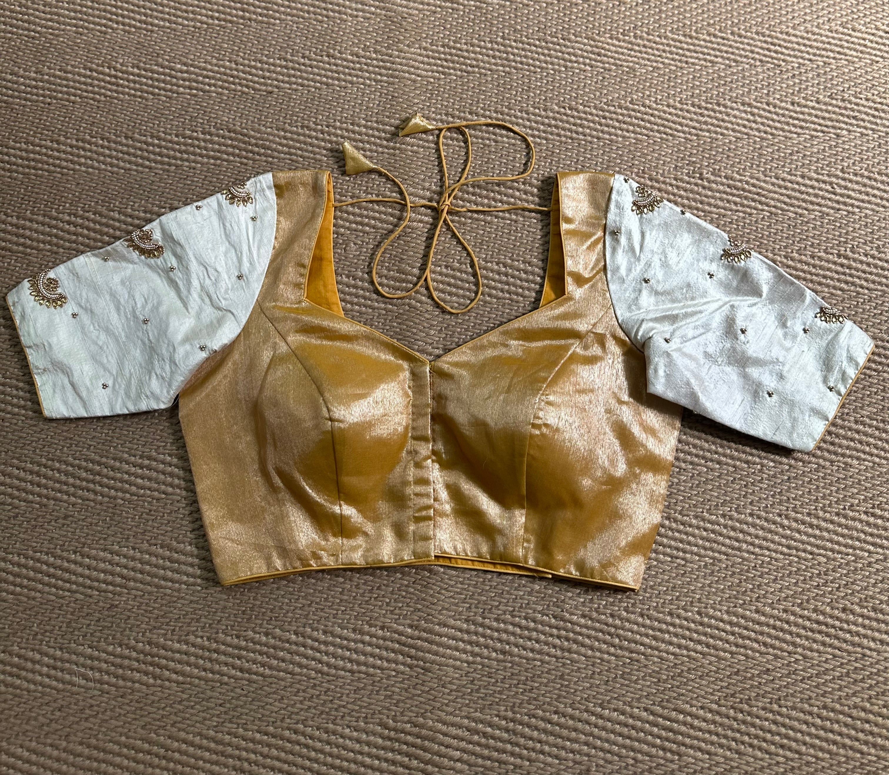 Tissue silk blouse with hand emroidery