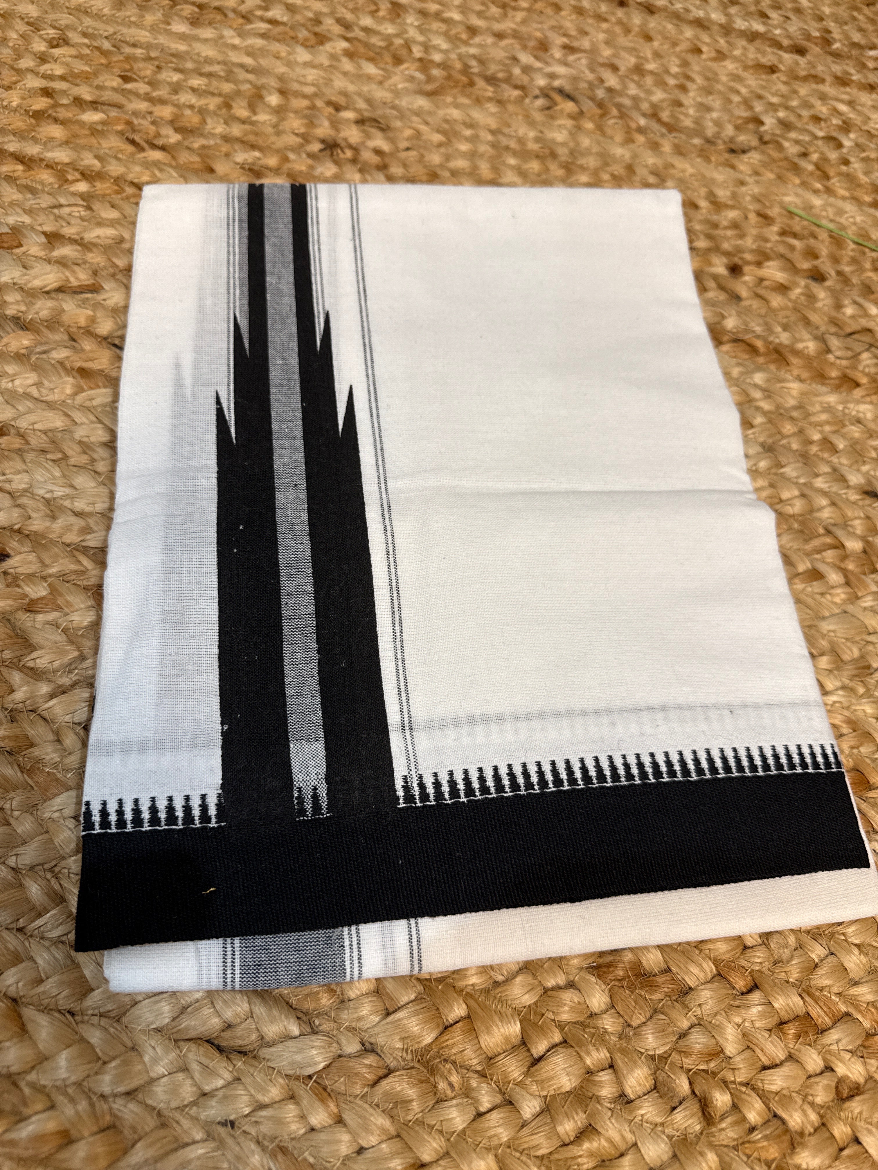 White cotton dhothi with maroon border