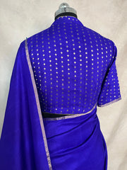 Violet munga tussar silk saree with designer Pallu and stitched blouse