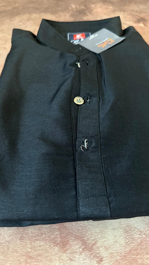 Black cotton silk short kurta- Size 38