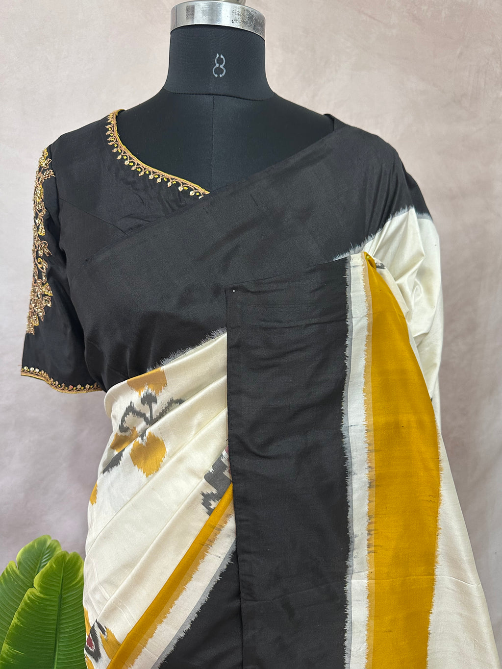 Ikkat pure silk designer saree with designer blouse