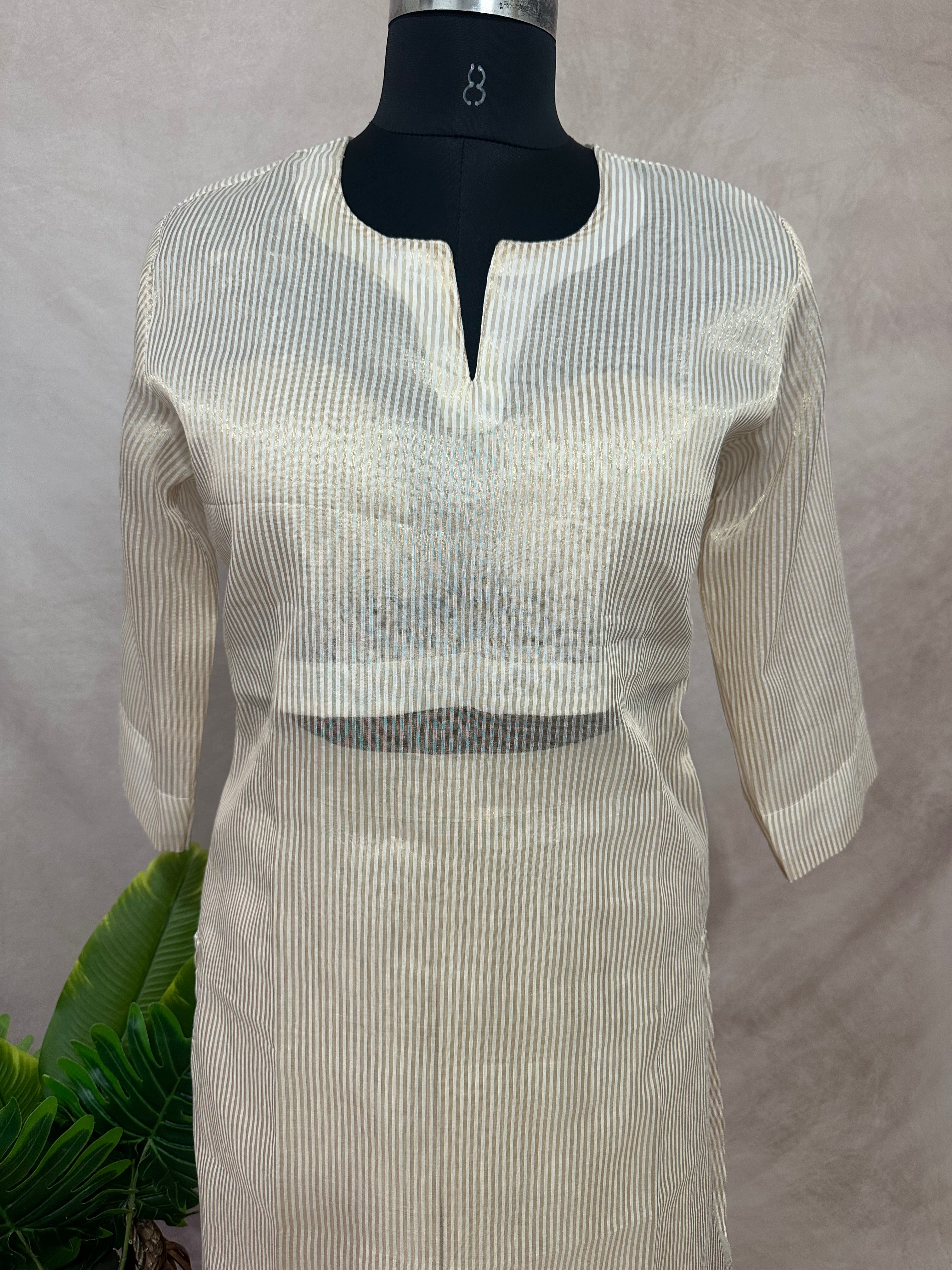 Tissue chanderi designer kurti with bottom