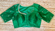 Green silk blouse with aari work