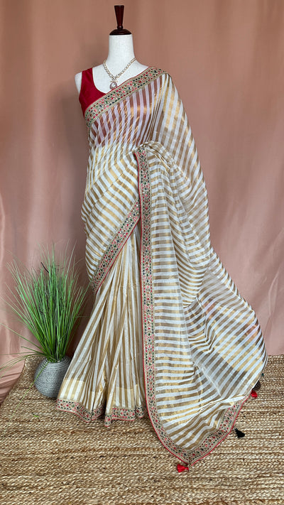 Pure Chanderi Silk saree with designer blouse