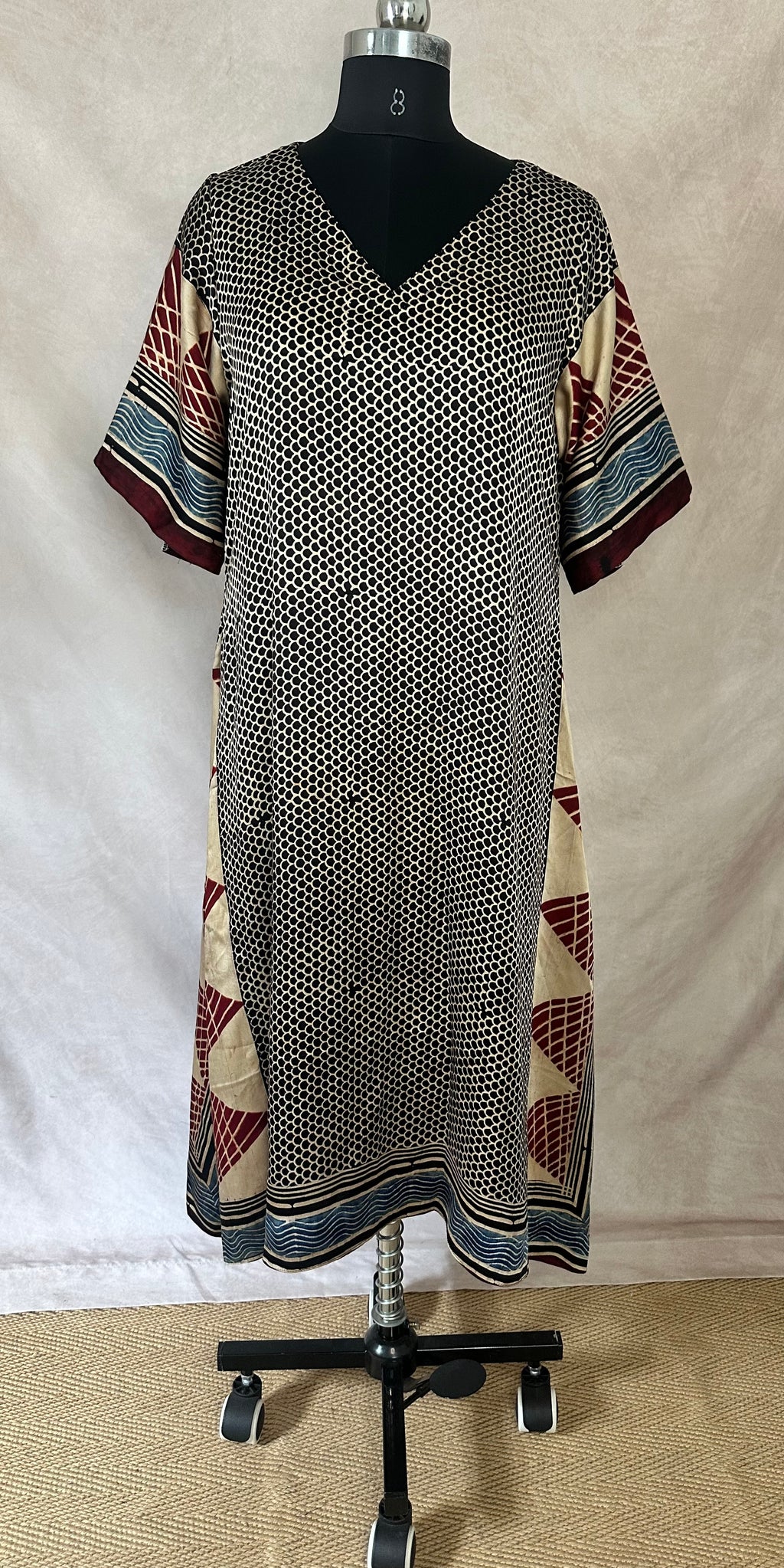 Designer Ajrakh modal silk dress