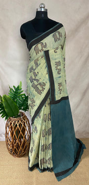 Vanaspati Ajrakh cotton sarees with hand block print with natural dye