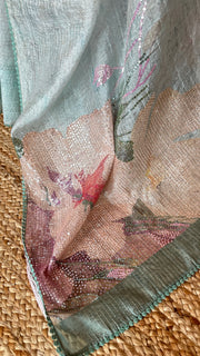Light Blue Sequins designer saree, with BP