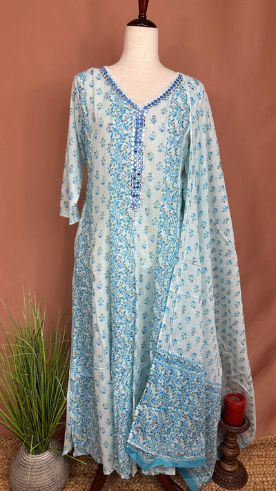 Light blue anarkali kurti set