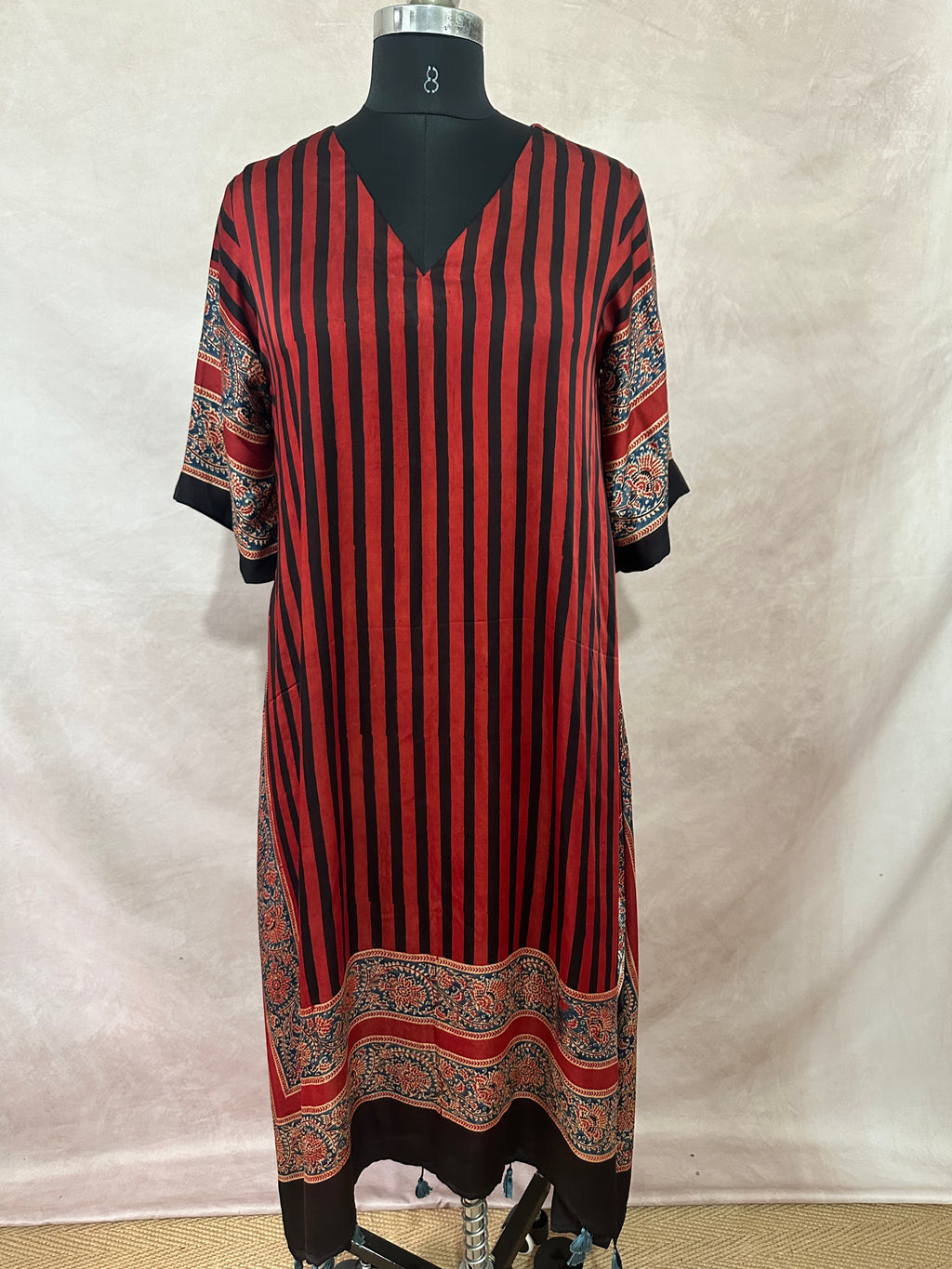 Designer Ajrakh modal silk dress