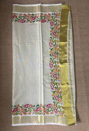 Cotton tissue digital mural digital printed set saree