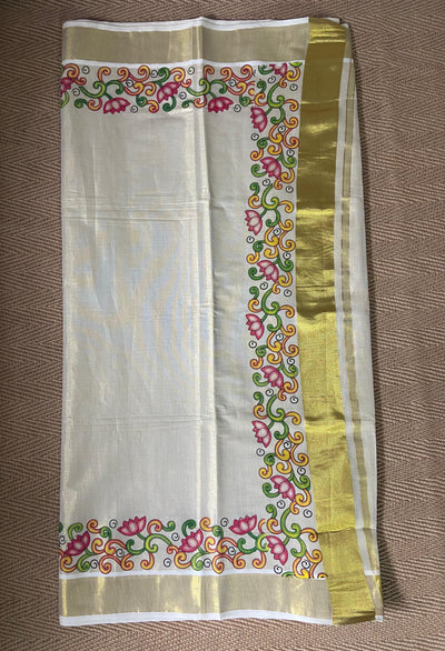 Cotton tissue digital mural digital printed set saree
