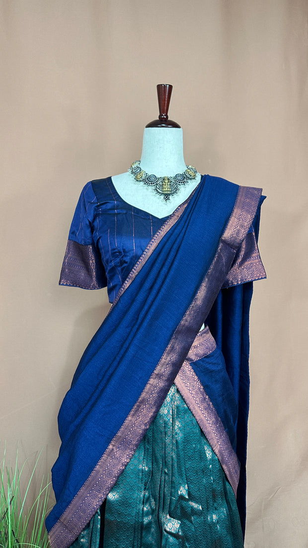 Semi silk brocade dhavani