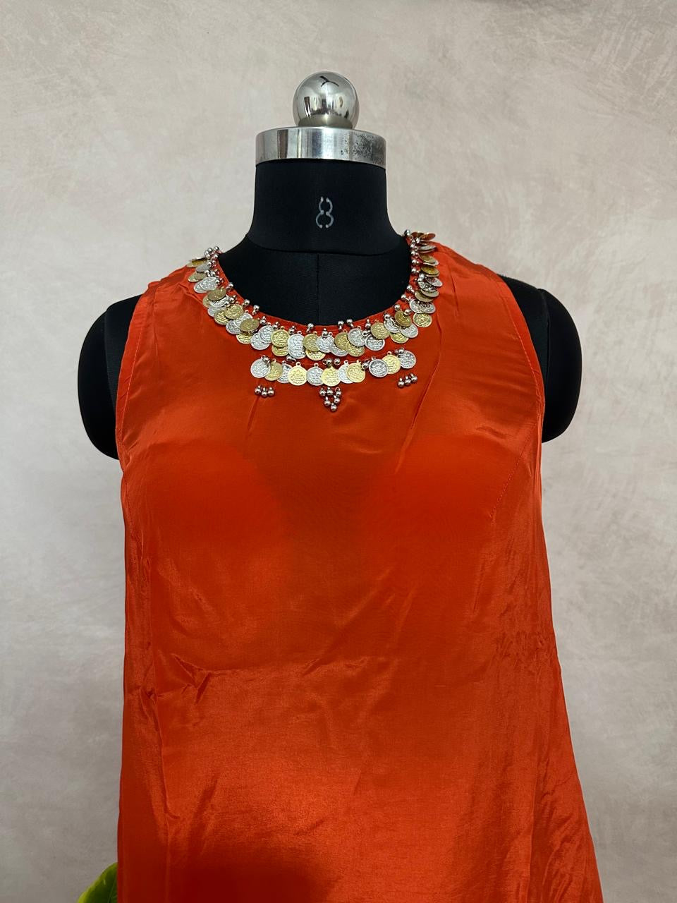 Crepe silk halterneck kurti with bottom
