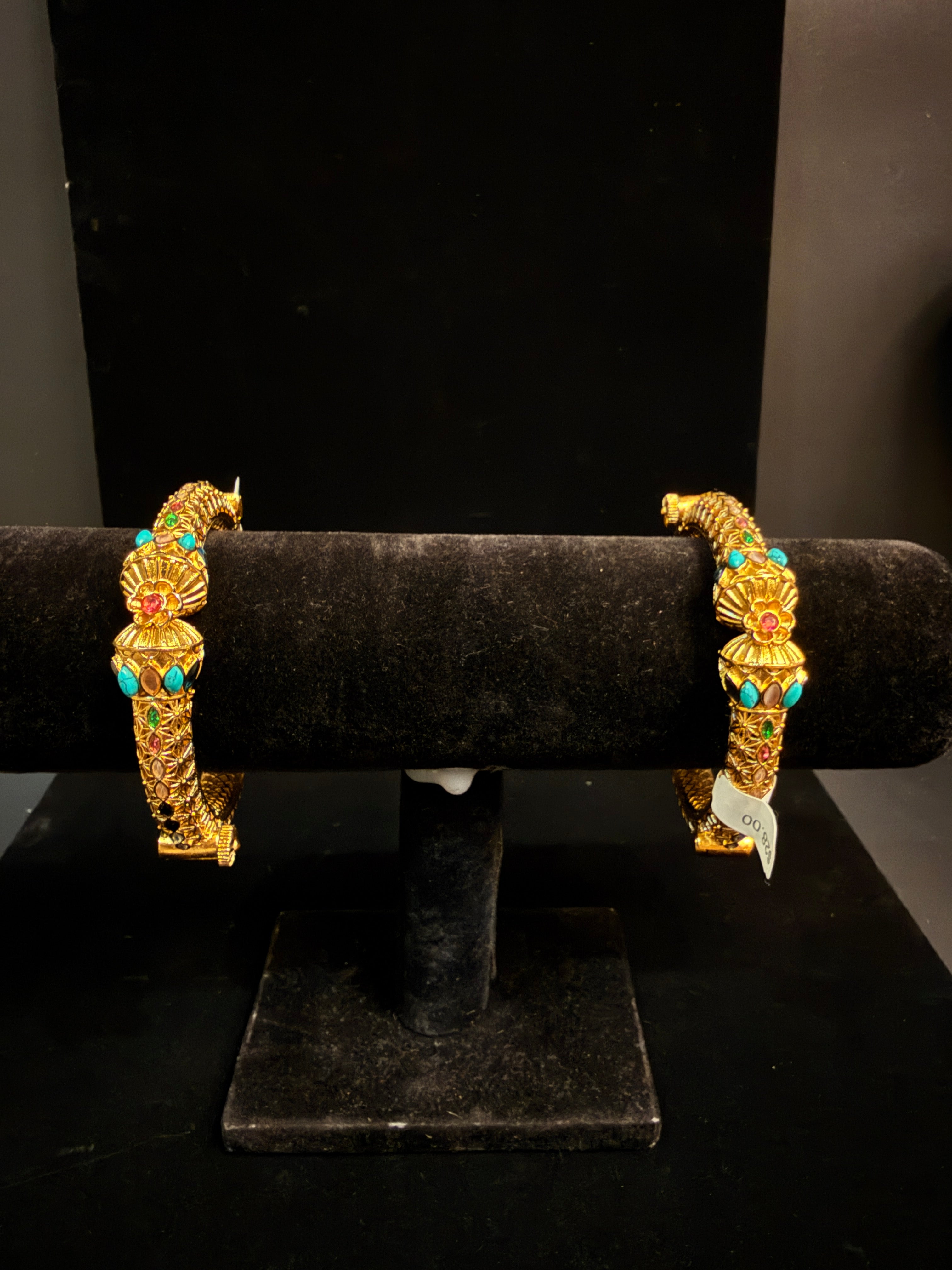 Gold openable kada with Multi stone (fits 2.6 to 2.10)