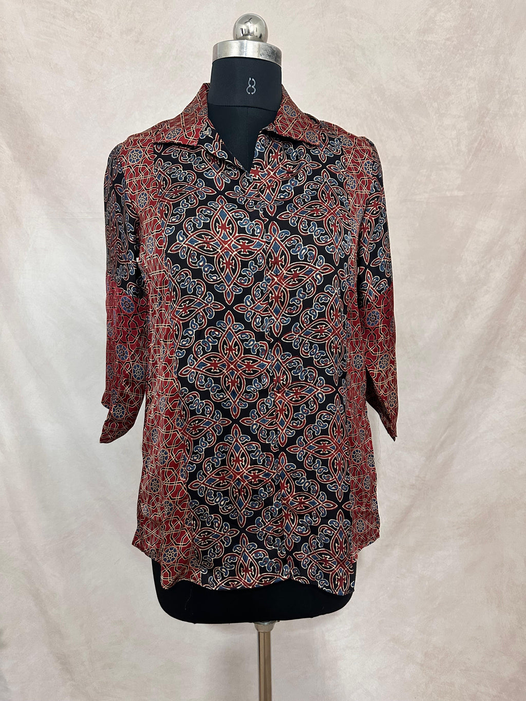 Pure Modal silk shirt with hand block print