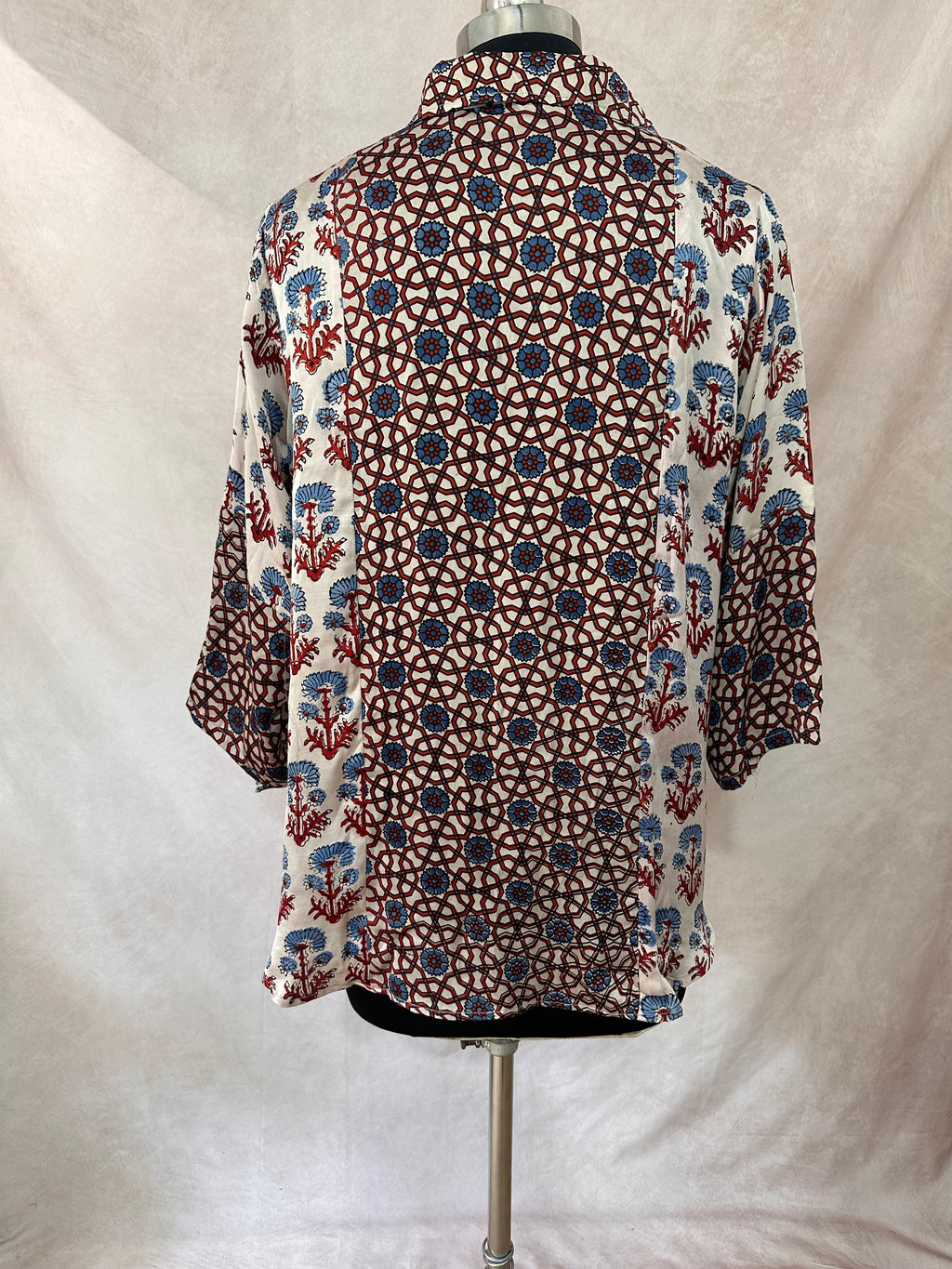 Pure Modal silk shirt with hand block print