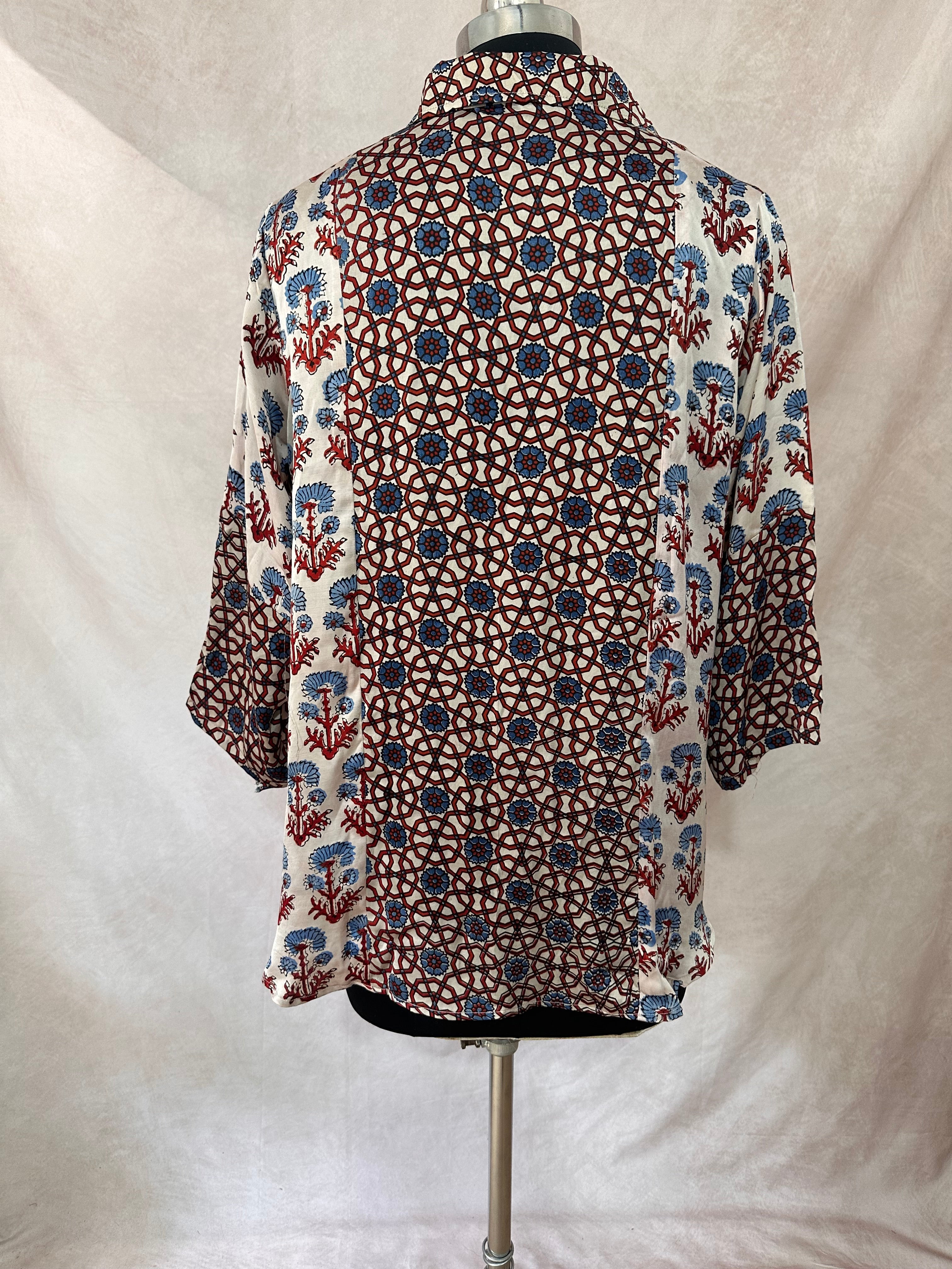 Pure Modal silk shirt with hand block print