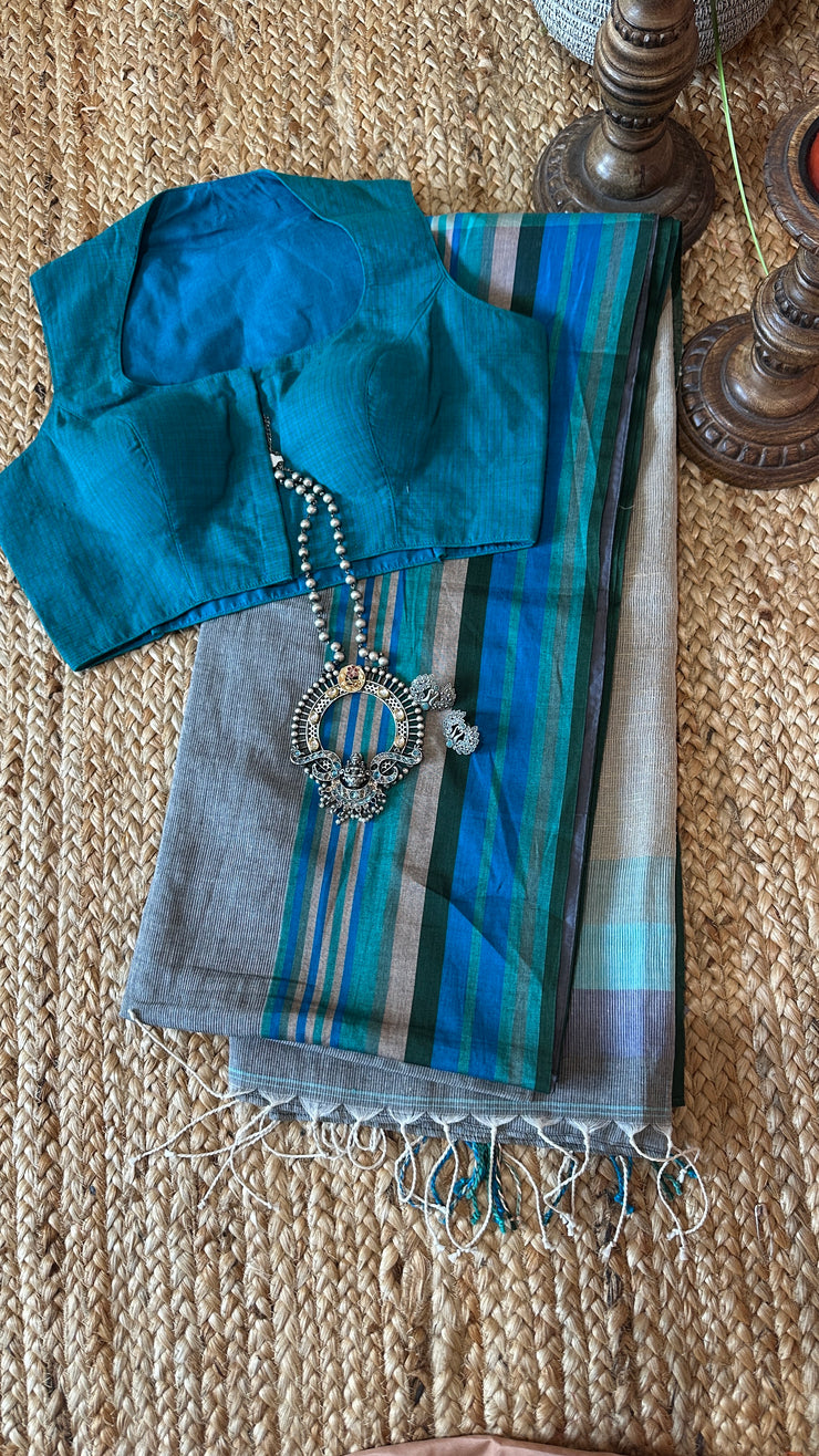 Grey cotton saree