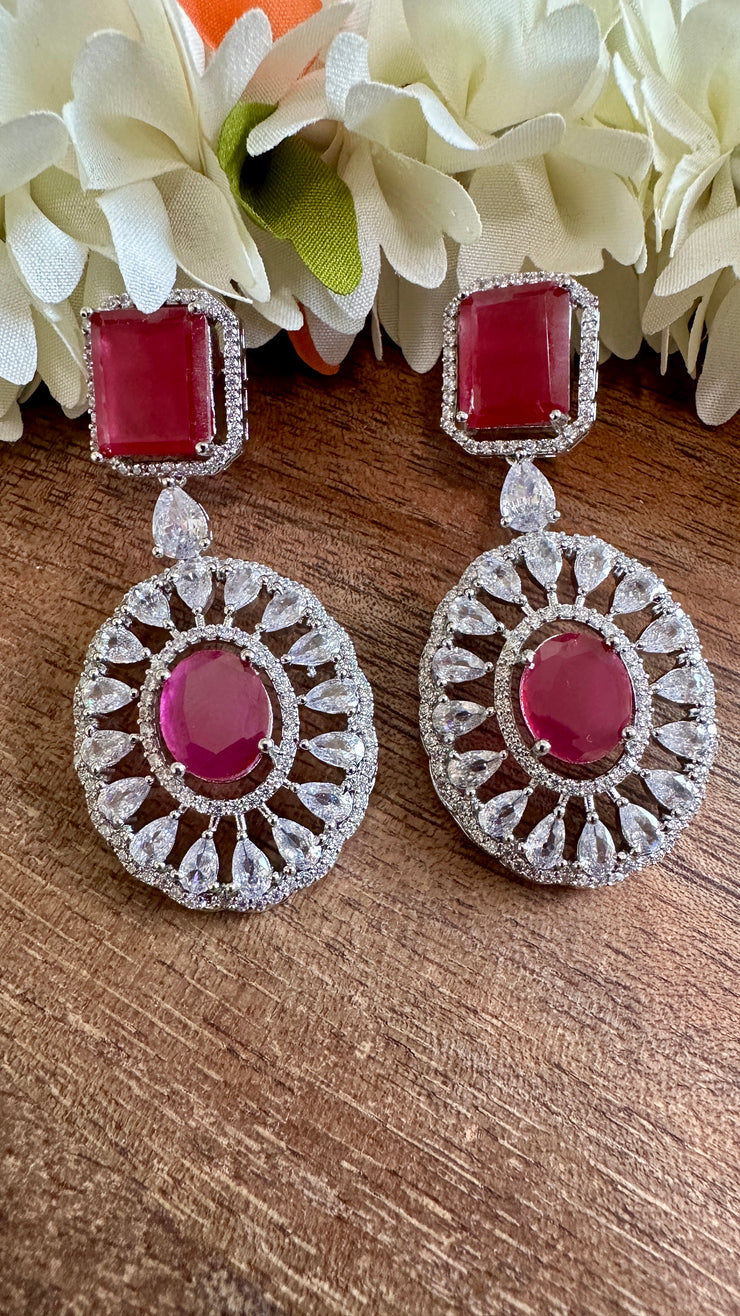 Earring with pink stone