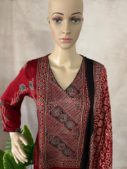 Modal silk kurti with Ajrakh hand block print