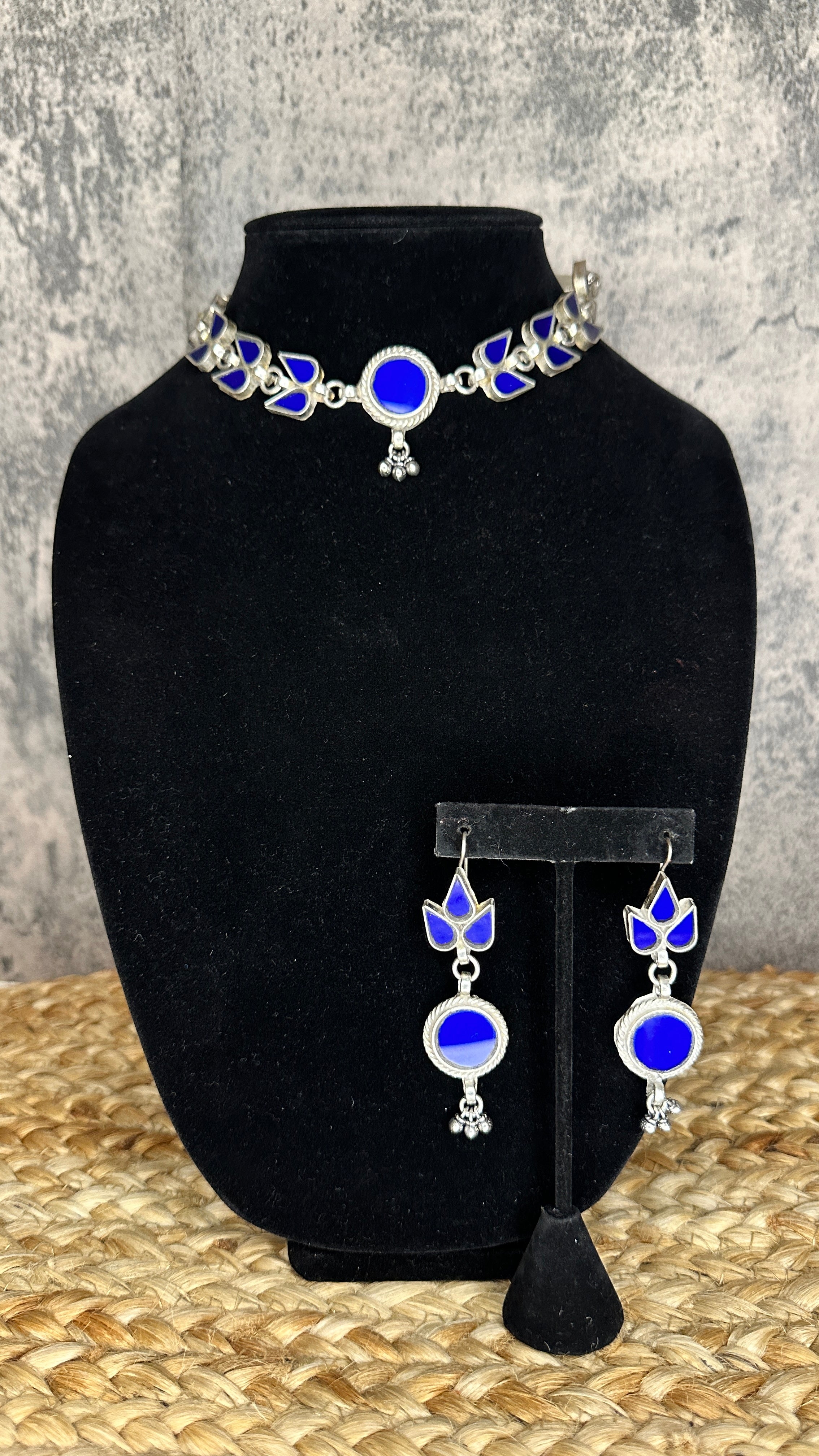 Indian glass choker with earring