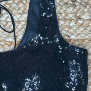Black sleeveless sequins blouse