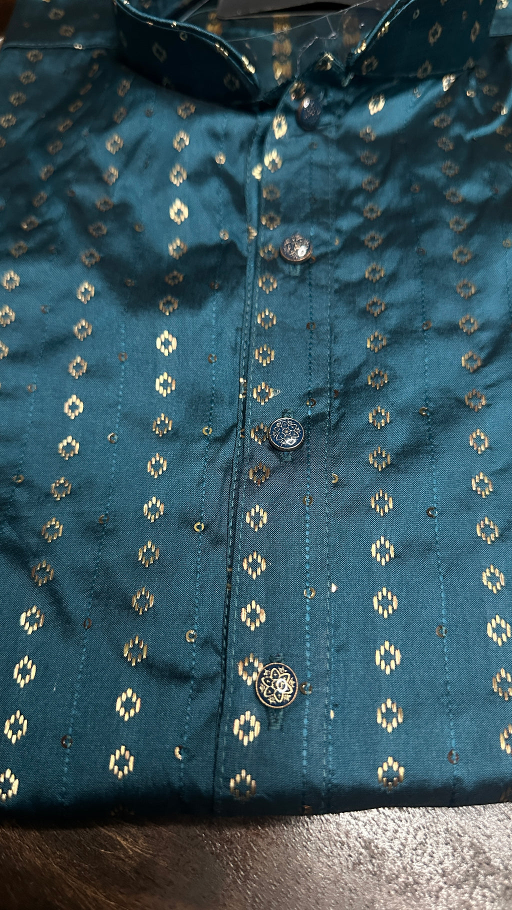 Peacock blue silk kurta - 38