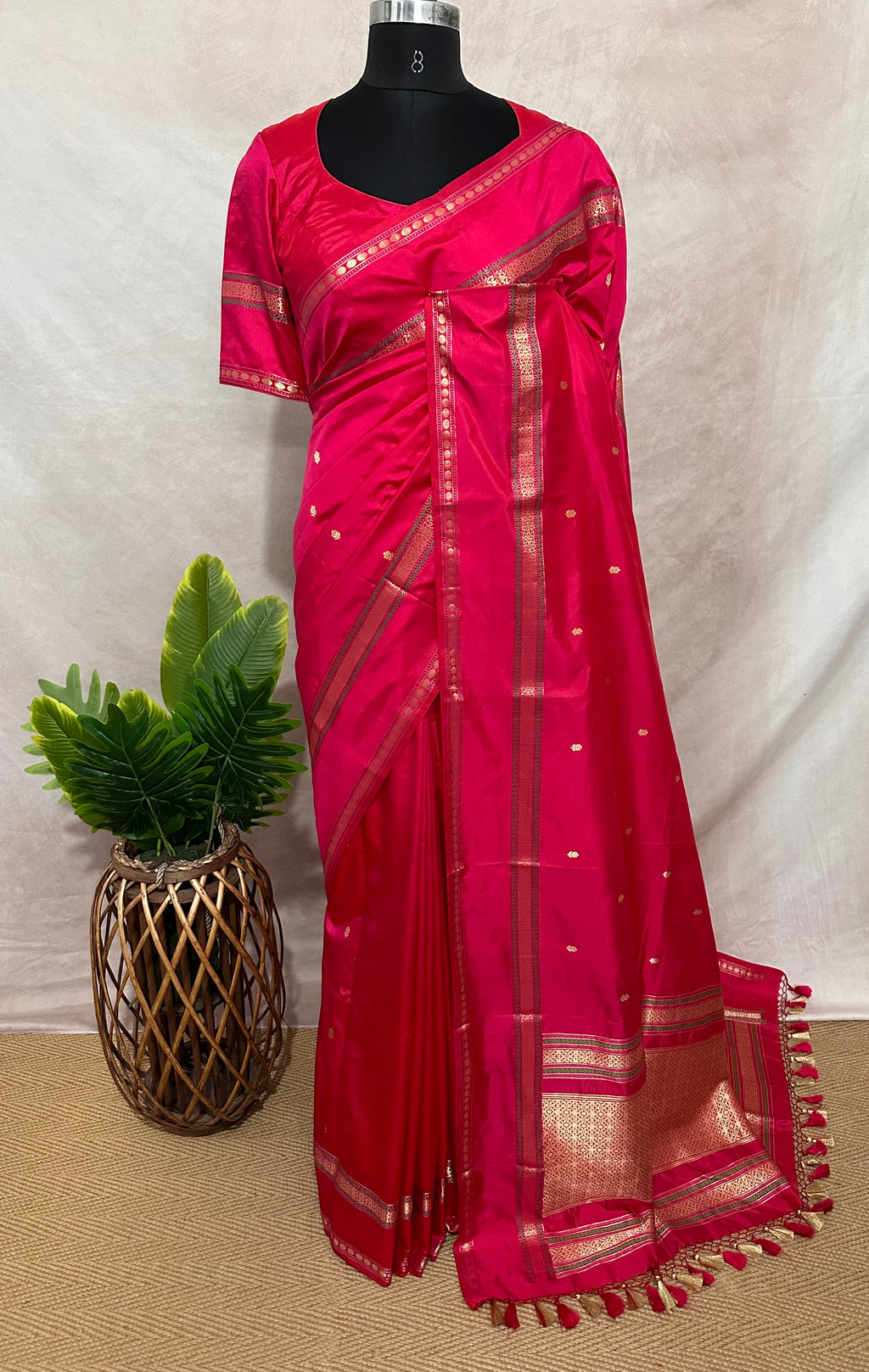 Handloom Pure katan banarsi soft silk saree with stitched blouse