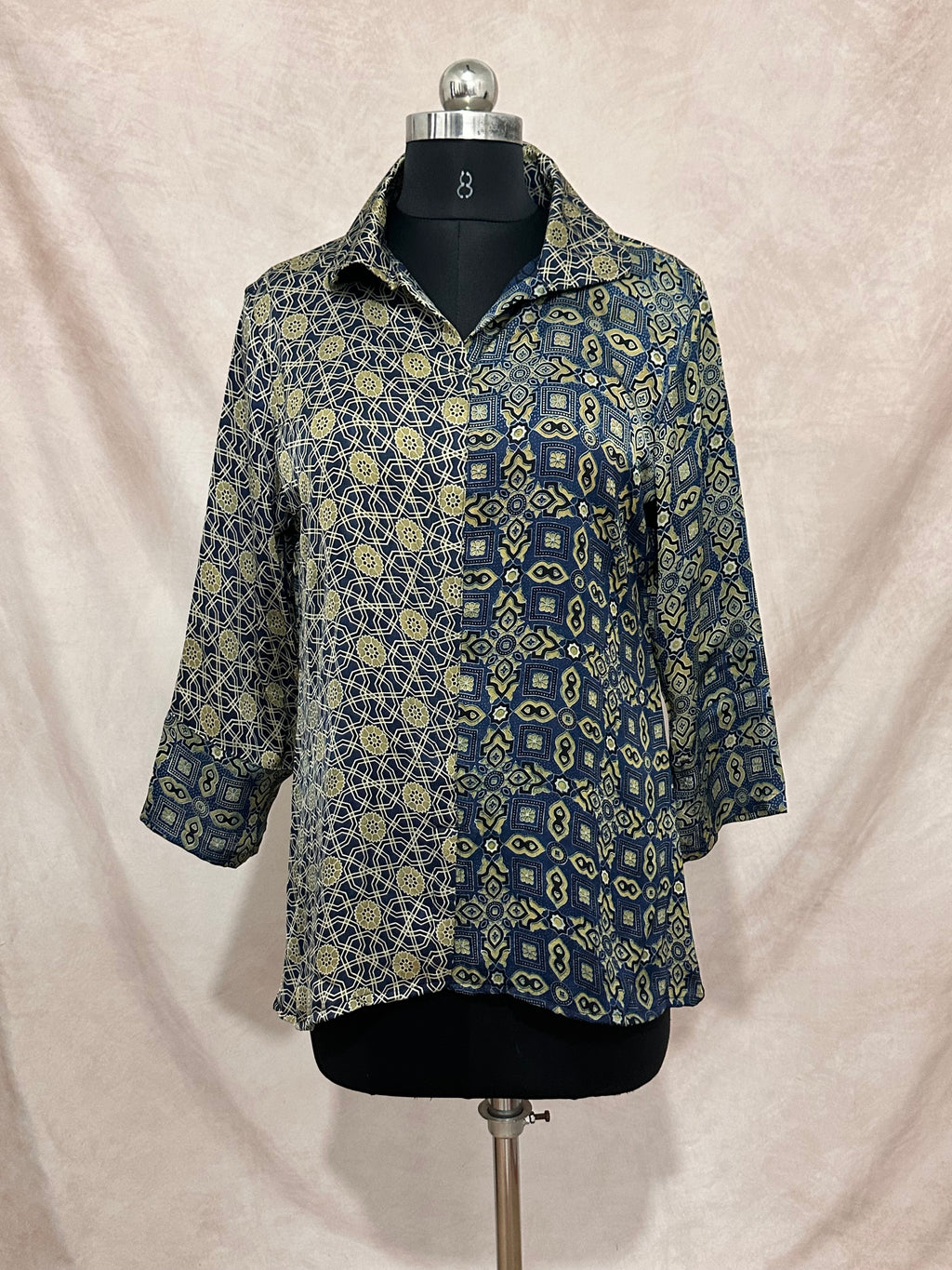 Pure Modal silk shirt with hand block print