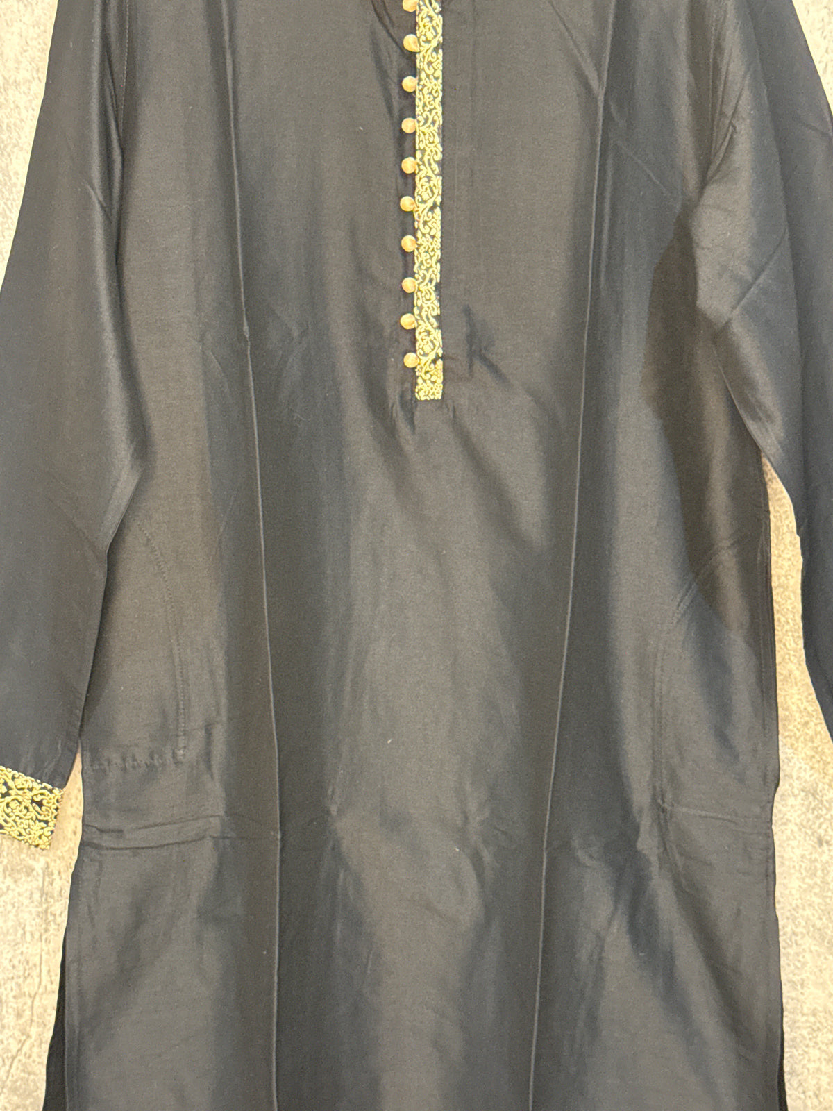 Black silk cotton kurta