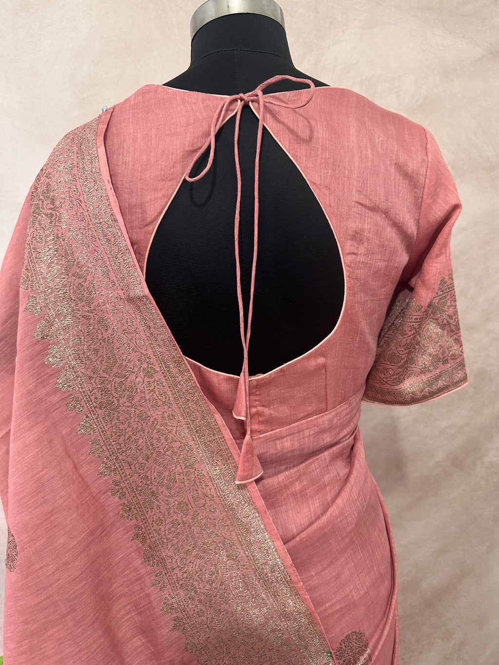 Linen banarsi saree with stitched blouse