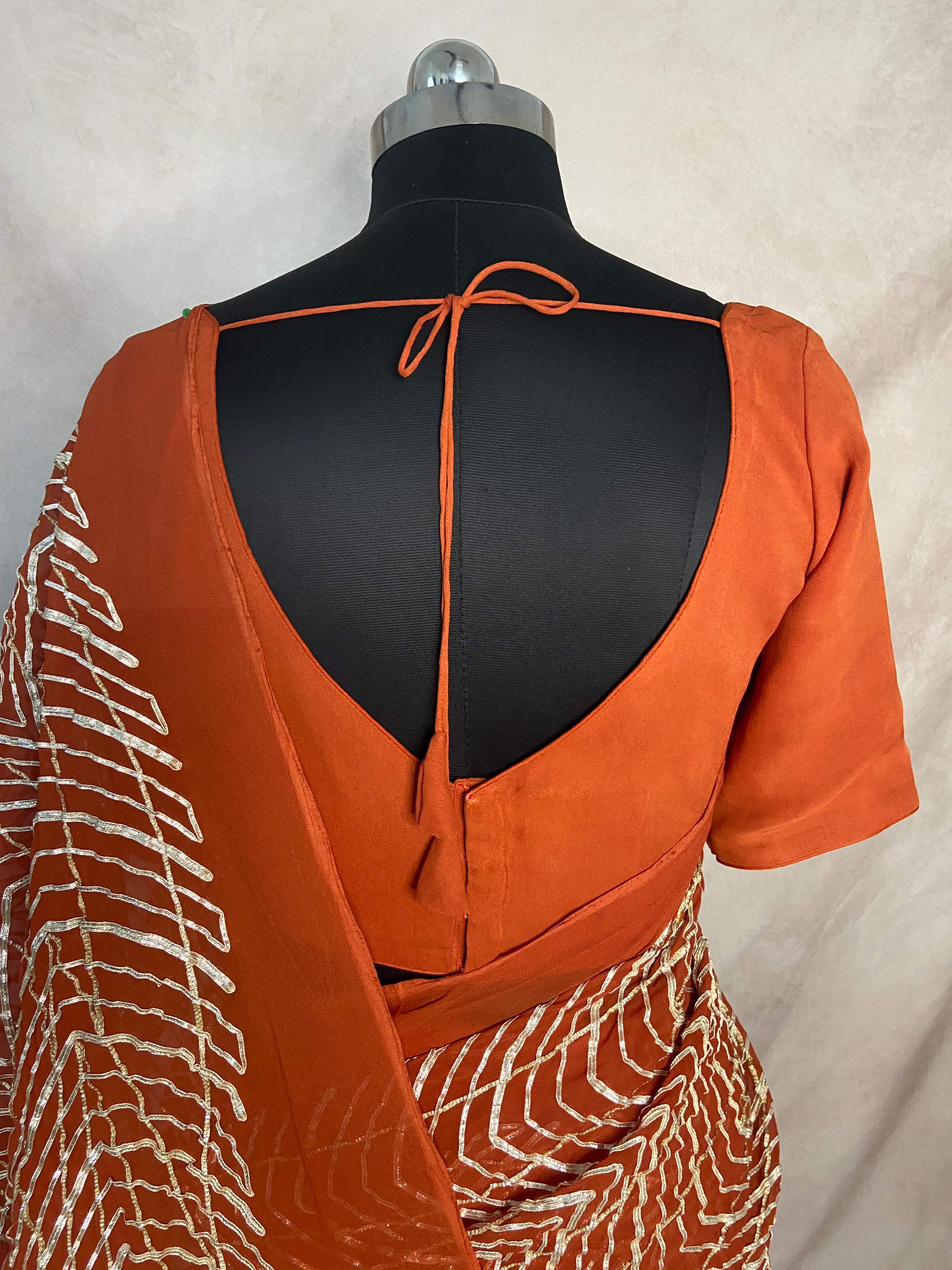 Georgette Designer saree with Gotta patti work and stitched blouse