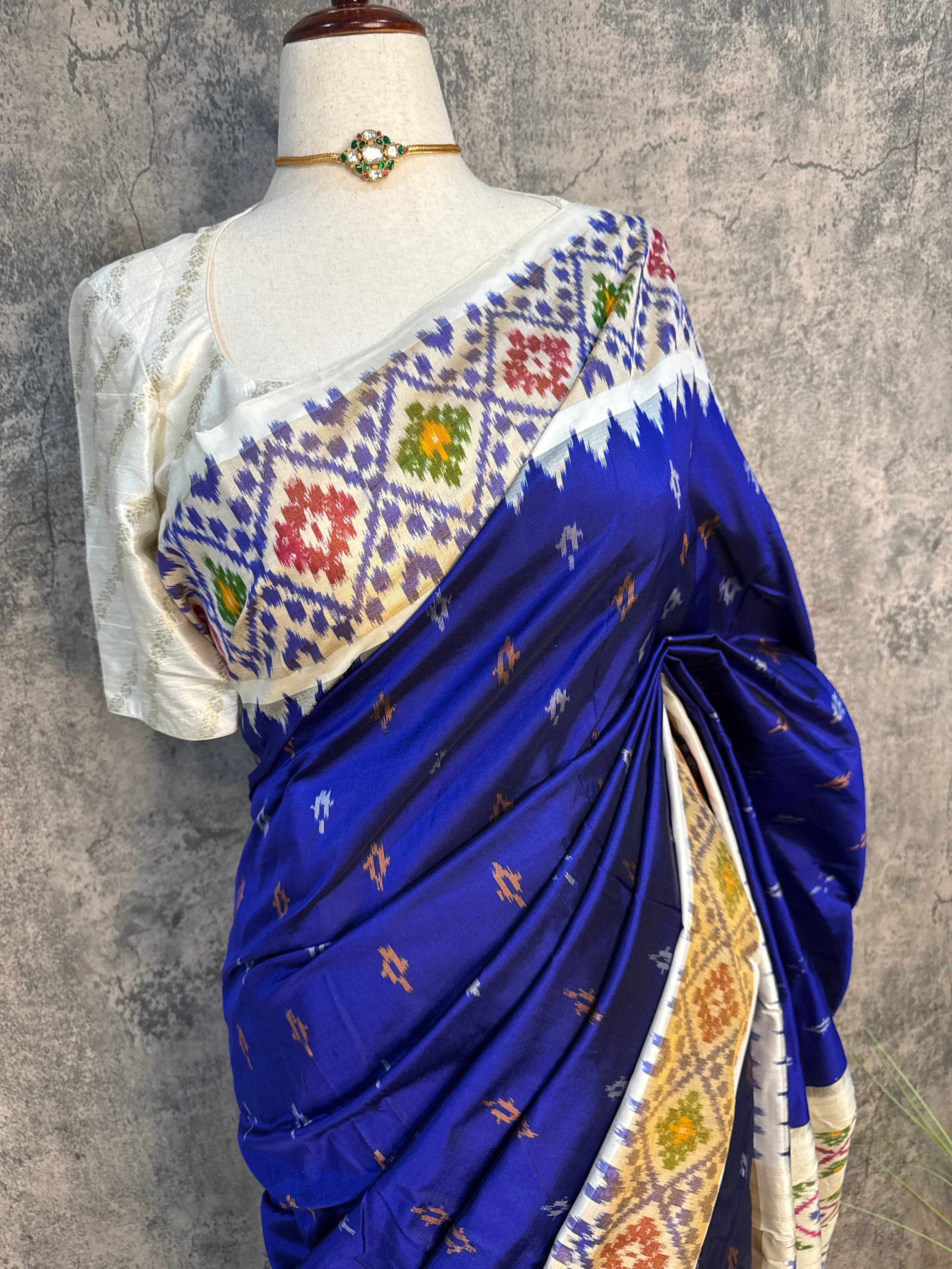Blue Ikkat handloom saree