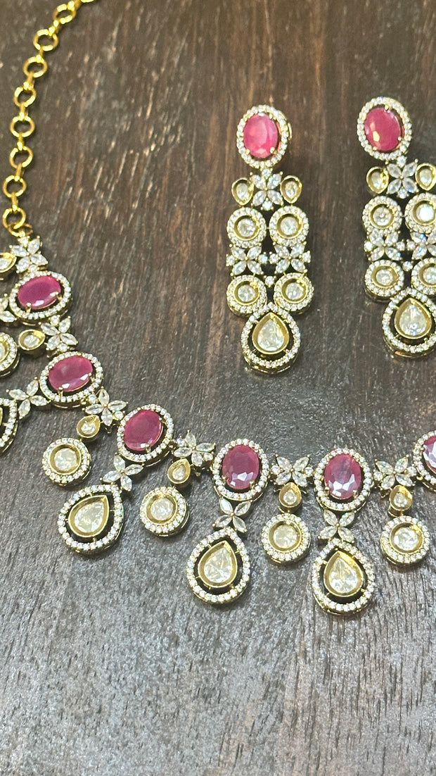 Necklace with moissanite stone , with earring