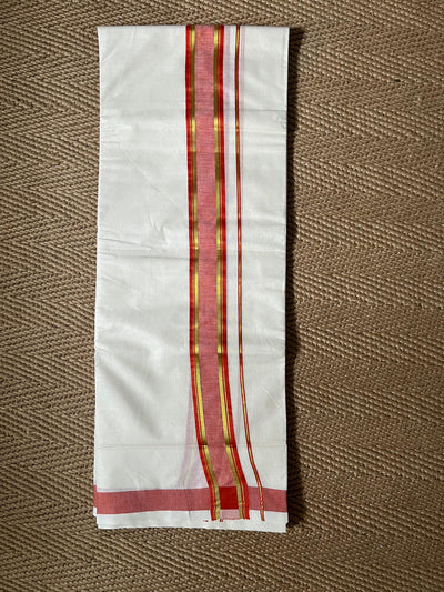Rec with gold border mundu