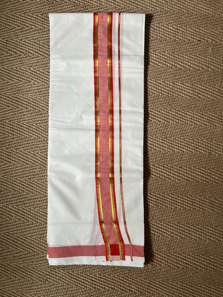 Rec with gold border mundu