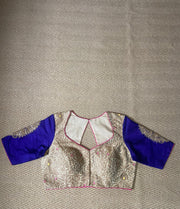 Brocade blouse purple sleeves with handwork