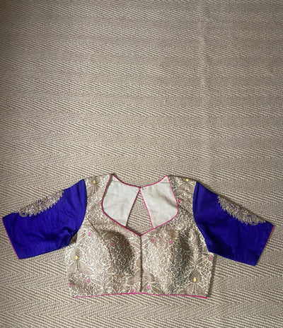 Brocade blouse purple sleeves with handwork