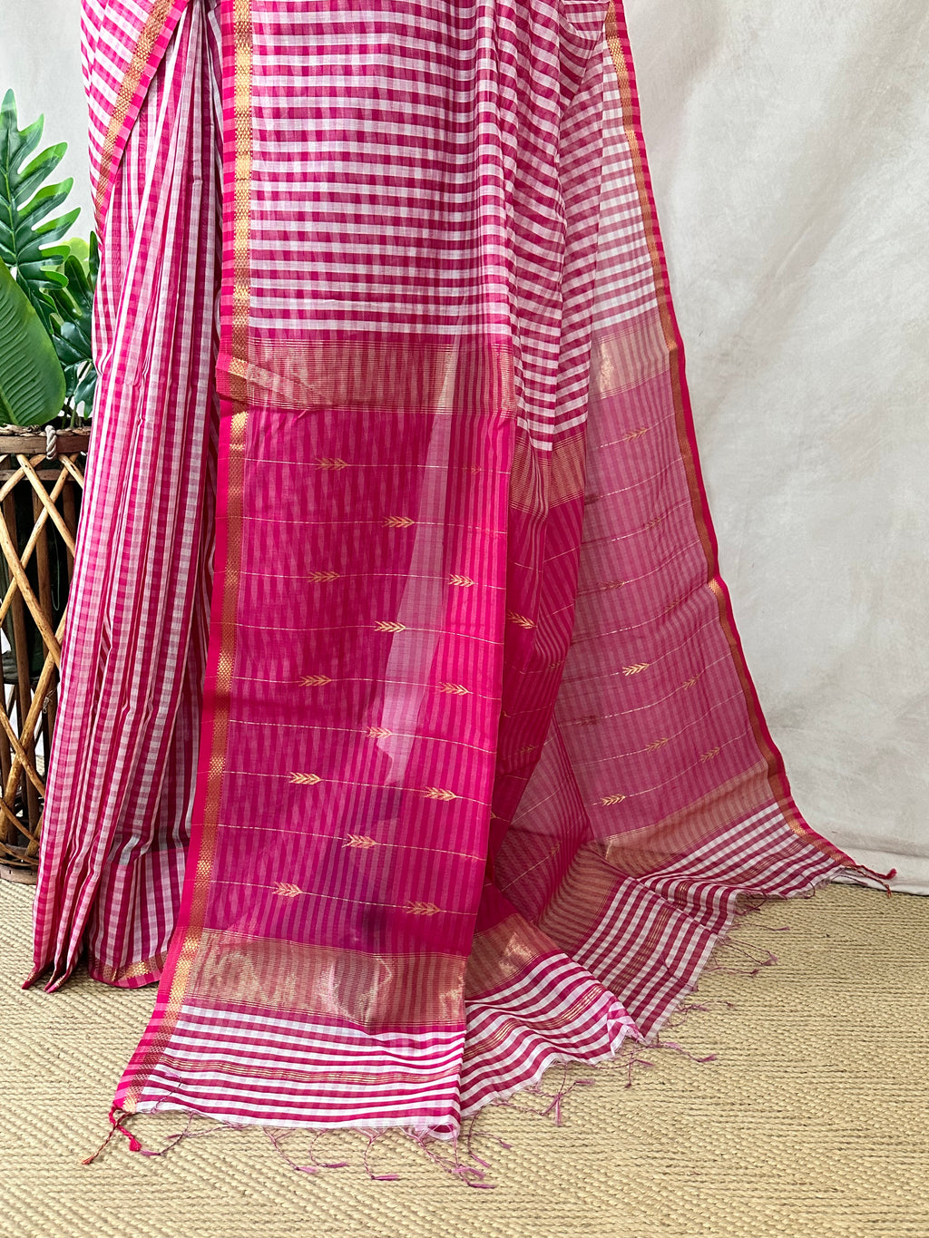 Maheshwari silk saree with stitched blouse