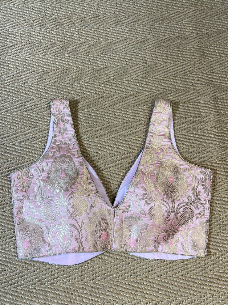 Light pink banarsi brocade blouse