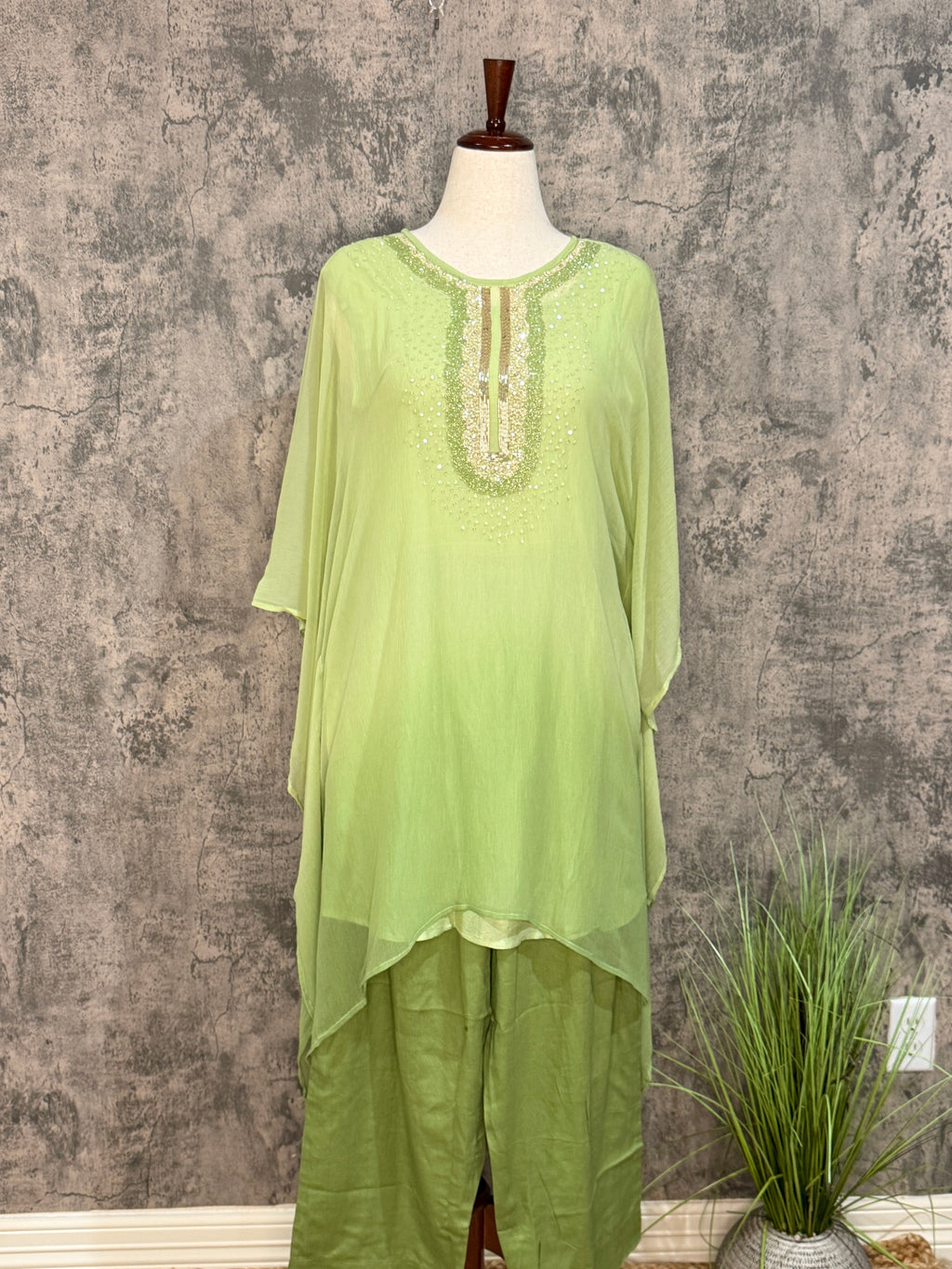 Chiffon designer short kurti with bottom