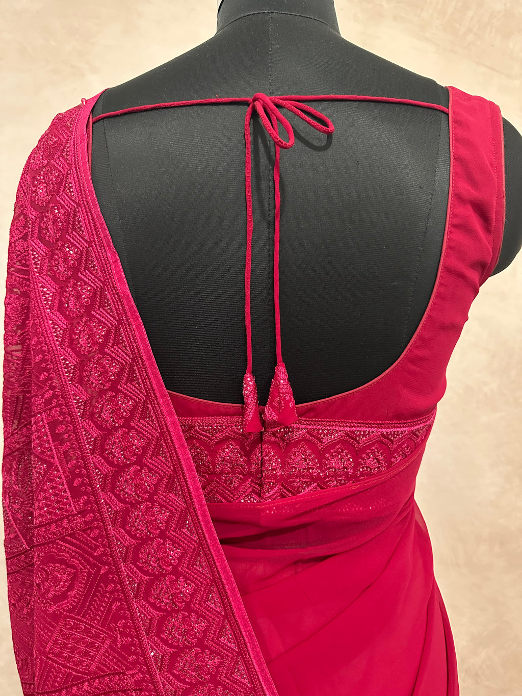 Organza chikankari saree with stitched blouse