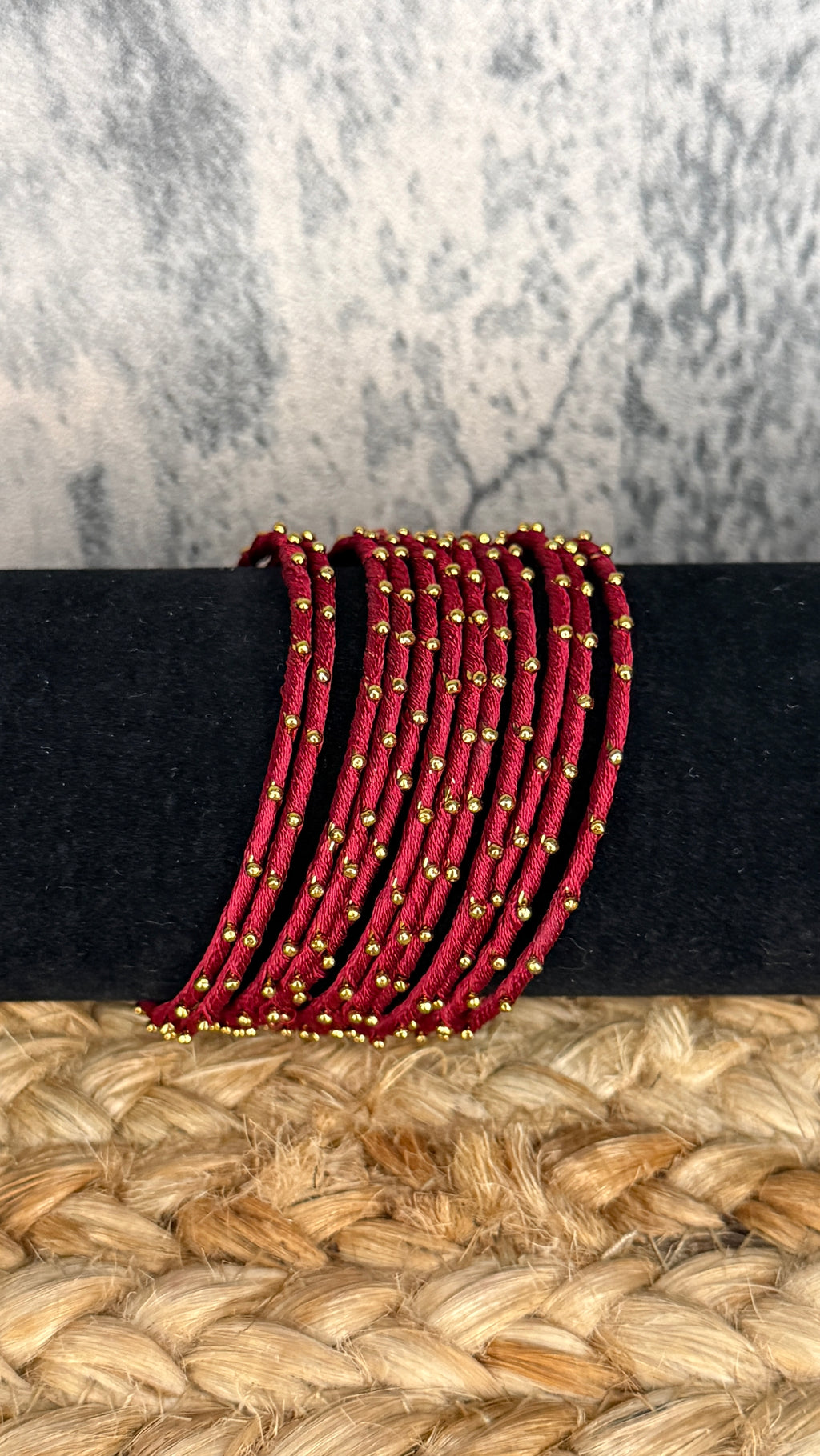 Maroon thread bangle set (12 number)- 2.4