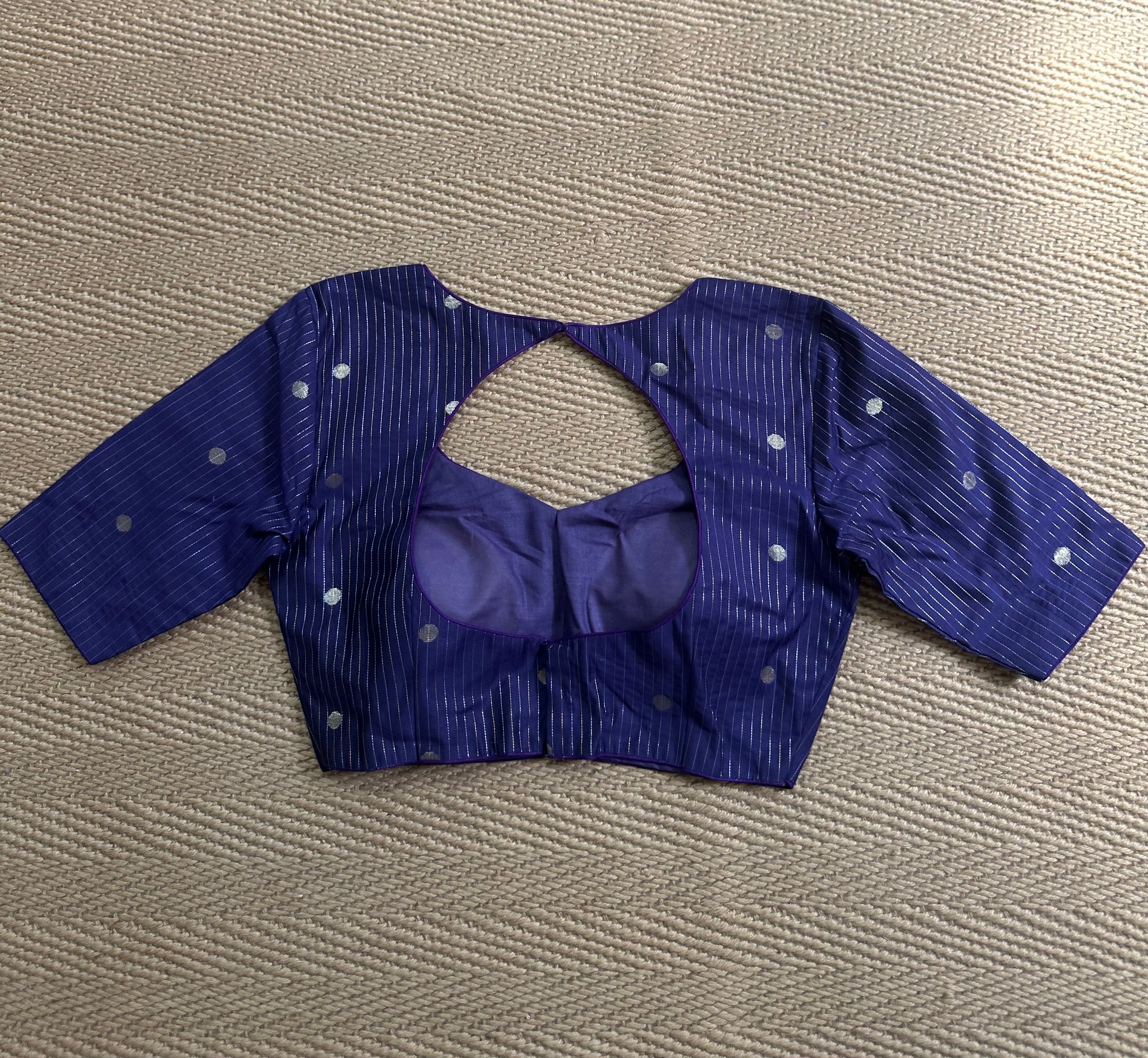 Purple silk cotton blouse with sleeves