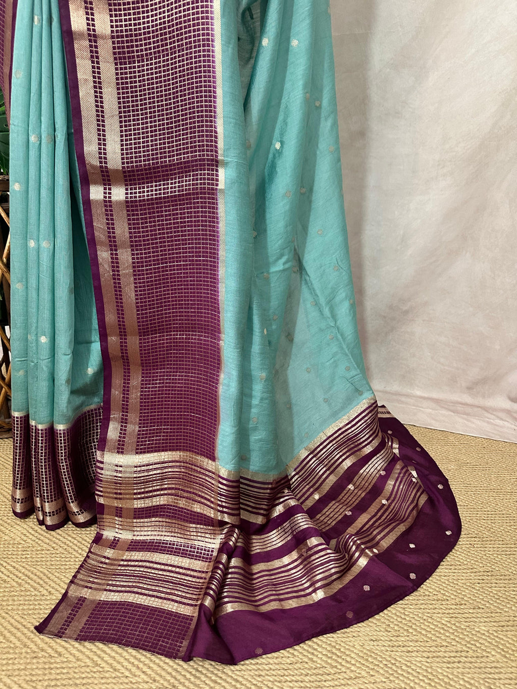 Semi mysore silk saree with stitched blouse